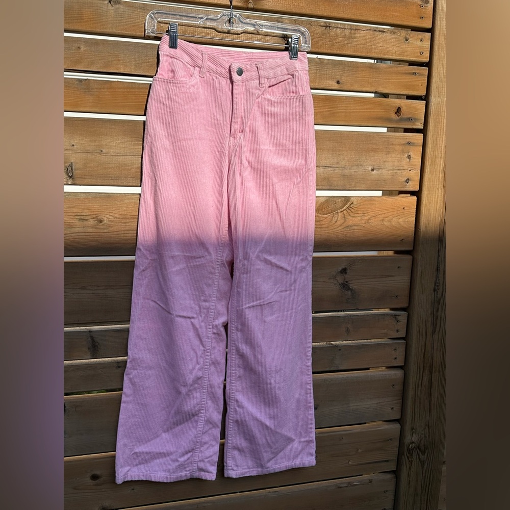 pink corduroy flared pants